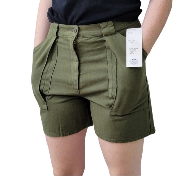 HIGH waisted 100% cotton cargo shorts vintage dead stock NWT - Picture 2 of 11